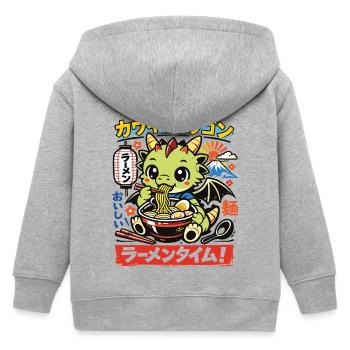 Kawaii Drachen | Ramen | Nudelsuppe | Fast Food - Kinder Organic Kapuzenjacke Mini Cultivator von Stanley/Stella - Grau meliert - Hinten