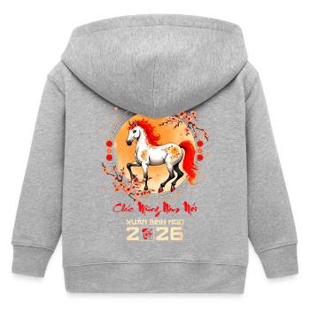 Zodiaque du cheval du Nouvel An lunaire - Veste à capuche enfant bio Stanley/Stella - gris chiné - Dos