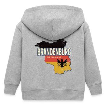 Brandenburg Deutschland Retro Bundesland Landkarte - Kinder Organic Kapuzenjacke Mini Cultivator von Stanley/Stella - Grau meliert - Hinten