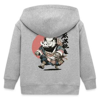 Eber-Samurai in Ukiyo-Rüstung - Kinder Organic Kapuzenjacke Mini Cultivator von Stanley/Stella - Grau meliert - Hinten