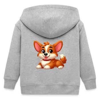 Corgi 15 - Kids Organic Zip-up Hoodie by Stanley/Stella - heather grey - Back