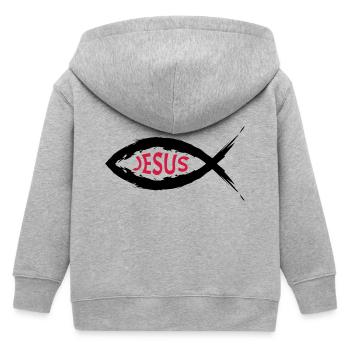 Fisch Symbol Jesus Religion - Kinder Organic Kapuzenjacke Mini Cultivator von Stanley/Stella - Grau meliert - Hinten