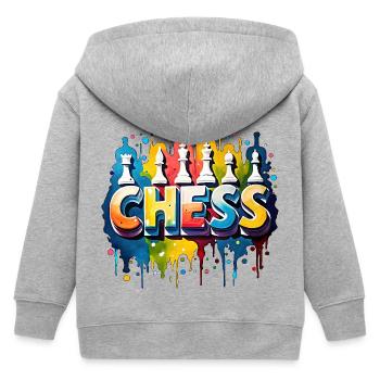 Schach mit Figuren, Farbe, schwarzem Rand - Kinder Organic Kapuzenjacke Mini Cultivator von Stanley/Stella - Grau meliert - Hinten