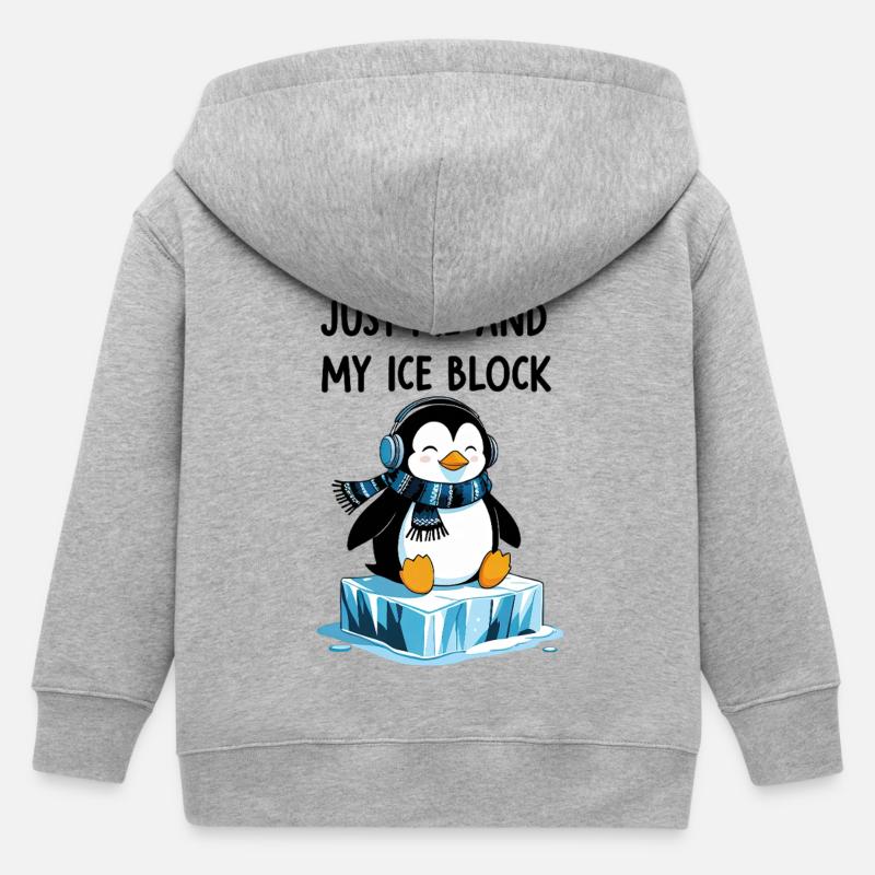 Juste moi et mon bloc de glace – Chill Penguin - Veste à capuche enfant bio Stanley/Stella - gris chiné