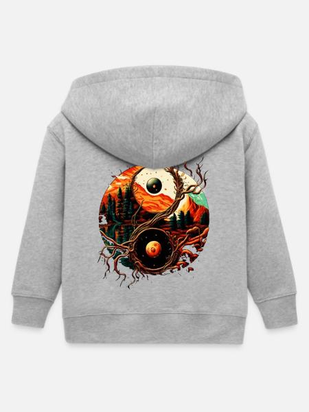 Yin Yang - Kinder Organic Kapuzenjacke Mini Cultivator von Stanley/Stella - Grau meliert