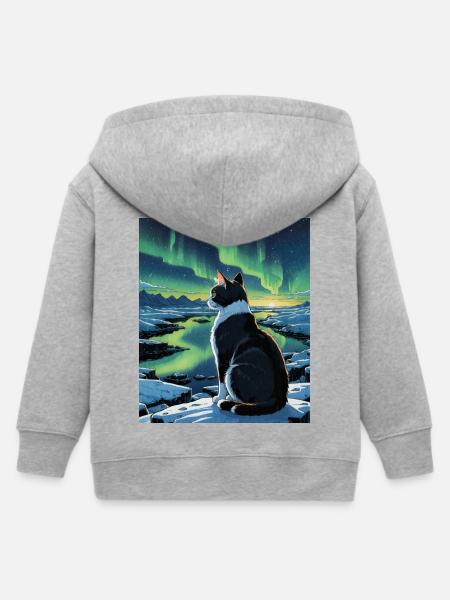 Aurora Feline Watcher - Kinder Organic Kapuzenjacke Mini Cultivator von Stanley/Stella - Grau meliert