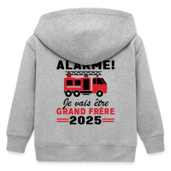 Je vais être grand frère 2025 / Futur grand frère - Veste à capuche enfant bio Stanley/Stella - gris chiné - Dos