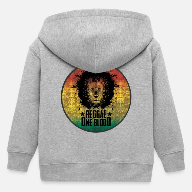 Motif lion reggae avec dégradé - Veste à capuche enfant bio Stanley/Stella - gris chiné