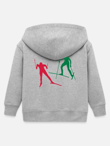 Ski Langlauf in der Loipe - Kinder Organic Kapuzenjacke Mini Cultivator von Stanley/Stella - Grau meliert
