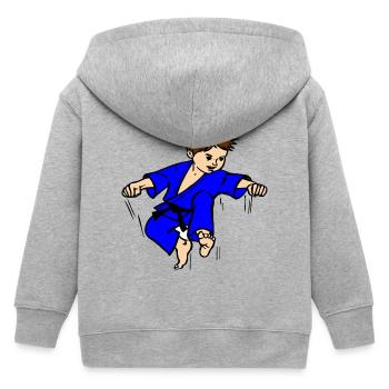 Costume bleu Karaté enfant ou judo enfant ceinture noire - Veste à capuche enfant bio Stanley/Stella - gris chiné - Dos
