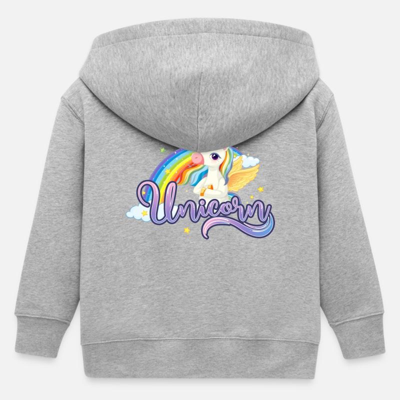 Rainbow Wings Einhorn-Illustration - Kinder Organic Kapuzenjacke Mini Cultivator von Stanley/Stella - Grau meliert