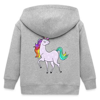Einhorn mit Sternchen und Regenbogen Farben - Kinder Organic Kapuzenjacke Mini Cultivator von Stanley/Stella - Grau meliert - Hinten
