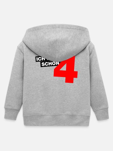 Ich bin schon 4 - Kinder Organic Kapuzenjacke Mini Cultivator von Stanley/Stella - Grau meliert