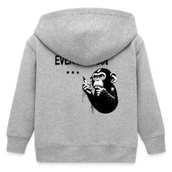 CHAQUE ÊTRE HUMAIN ... | Singe pensant à la manière de Banksy - Veste à capuche enfant bio Stanley/Stella - gris chiné - Dos