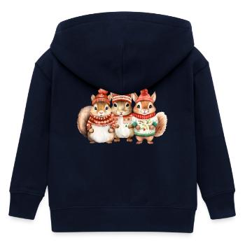 Winterliches Eichhörchen-Trio - Kinder Organic Kapuzenjacke Mini Cultivator von Stanley/Stella - Navy - Hinten
