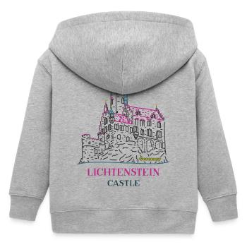 Lichtenstein Castle, Germany, Hand Drawing - Kids Organic Zip-up Hoodie by Stanley/Stella - heather grey - Back