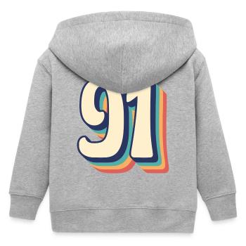 Vintage Retro T-Shirt Nummer 91 Ninety One - Kinder Organic Kapuzenjacke Mini Cultivator von Stanley/Stella - Grau meliert - Hinten