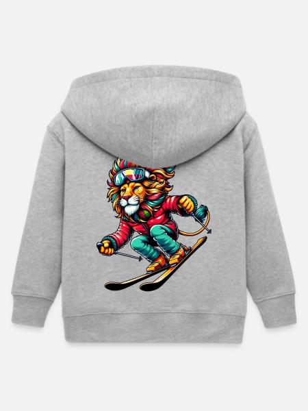 Skiurlaub Löwe auf der Piste - Kinder Organic Kapuzenjacke Mini Cultivator von Stanley/Stella - Grau meliert