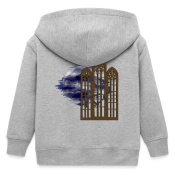 gothic Motiv, Monde, Vogelschwarm, ruinen - Kinder Organic Kapuzenjacke Mini Cultivator von Stanley/Stella - Grau meliert - Hinten