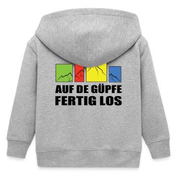 on the Güpfe get set, go-on the summits, get set, go - Kids Organic Zip-up Hoodie by Stanley/Stella - heather grey - Back