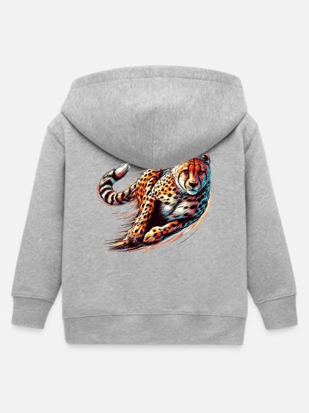 Gepard - Kinder Organic Kapuzenjacke Mini Cultivator von Stanley/Stella - Grau meliert