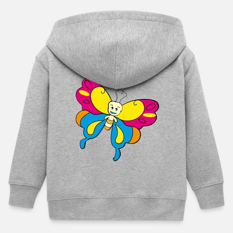 papillon coloré papillon - Veste à capuche enfant bio Stanley/Stella - gris chiné