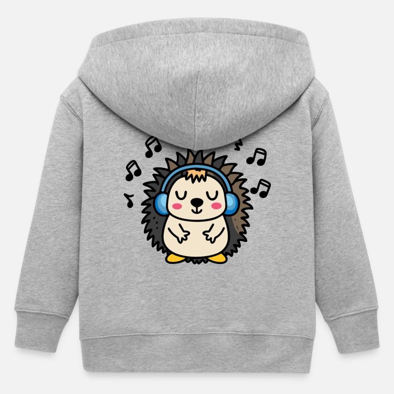 DJ Jeżyk – vibration rythmique à la manière d’un hérisson - Veste à capuche enfant bio Stanley/Stella - gris chiné