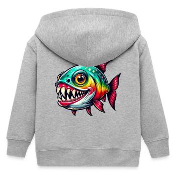 Piranha - Kids Organic Zip-up Hoodie by Stanley/Stella - heather grey - Back