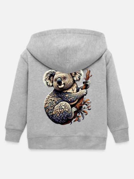 Koala - Kinder Organic Kapuzenjacke Mini Cultivator von Stanley/Stella - Grau meliert