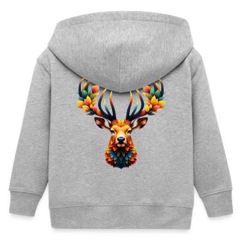 Deer - Kids Organic Zip-up Hoodie by Stanley/Stella - heather grey - Back