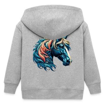 Pferd - Kinder Organic Kapuzenjacke Mini Cultivator von Stanley/Stella - Grau meliert - Hinten