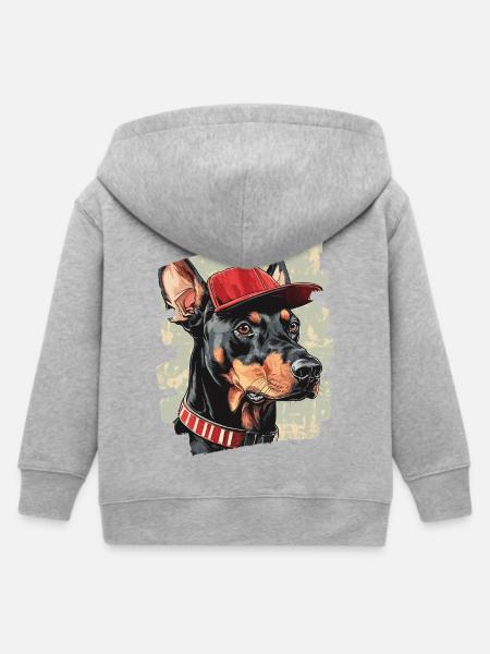 Dobermann - Kinder Organic Kapuzenjacke Mini Cultivator von Stanley/Stella - Grau meliert