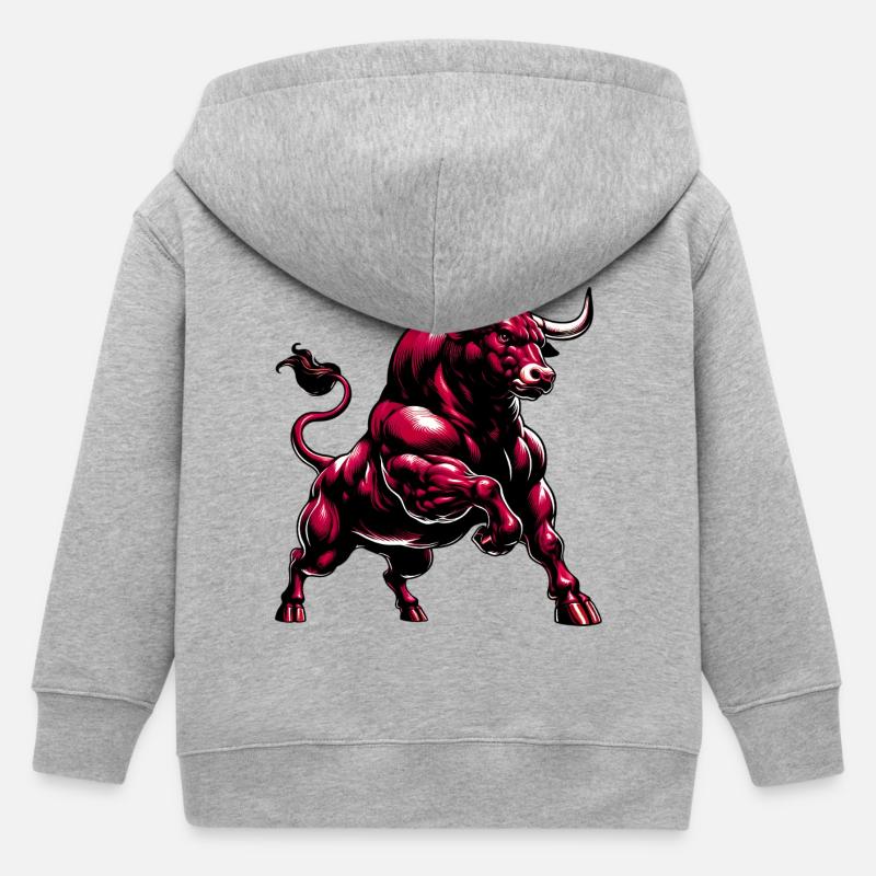 Taureau - Veste à capuche enfant bio Stanley/Stella - gris chiné