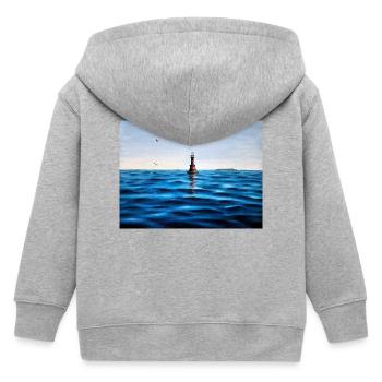 Lighthouse over Calm Blue Adriatic Sea Croatia - Kids Organic Zip-up Hoodie by Stanley/Stella - heather grey - Back
