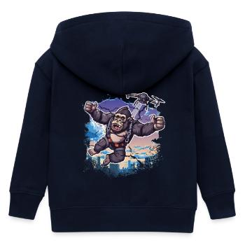 Gorilla Drone Kids Funny - Kids Organic Zip-up Hoodie by Stanley/Stella - navy - Back