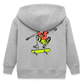 Neon Skate-Skelett – Ollie Retro 90er - Kinder Organic Kapuzenjacke Mini Cultivator von Stanley/Stella - Grau meliert - Hinten