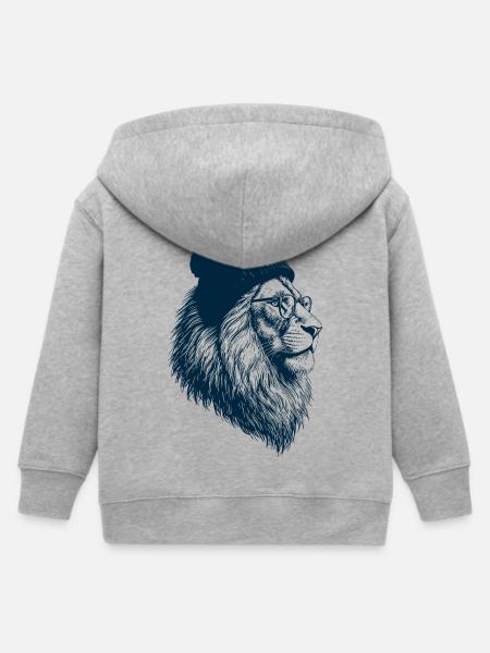 Hipster Löwe - Kinder Organic Kapuzenjacke Mini Cultivator von Stanley/Stella - Grau meliert