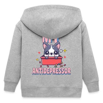 Mein Antidepressor Französischer Bulldoggen-Hund-Humor - Kinder Organic Kapuzenjacke Mini Cultivator von Stanley/Stella - Grau meliert - Hinten