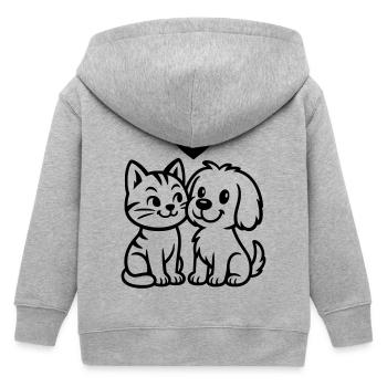 Niedlicher Hund und süße Katze mit Herz  - Kinder Organic Kapuzenjacke Mini Cultivator von Stanley/Stella - Grau meliert - Hinten