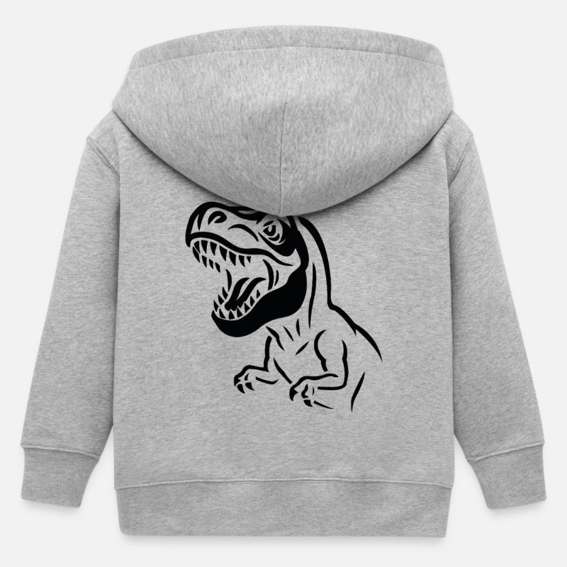 Morsure Dino Silhouette Rex - Veste à capuche enfant bio Stanley/Stella - gris chiné