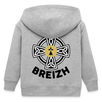 Breizh (Brittany) - Kids Organic Zip-up Hoodie by Stanley/Stella - heather grey - Back