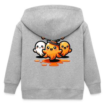 Spooky Squad Halloween Squid Trio - Kids Organic Zip-up Hoodie by Stanley/Stella - heather grey - Back