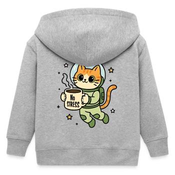 Chat astronaute tasse zen - Veste à capuche enfant bio Stanley/Stella - gris chiné - Dos