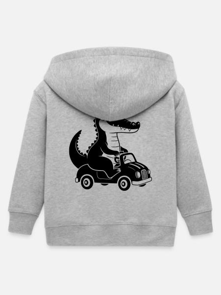 Fahrendes Krokodil Cartoon Illustration - Kinder Organic Kapuzenjacke Mini Cultivator von Stanley/Stella - Grau meliert