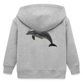 Delfin in sanften Farbtönen - Kinder Organic Kapuzenjacke Mini Cultivator von Stanley/Stella - Grau meliert - Hinten