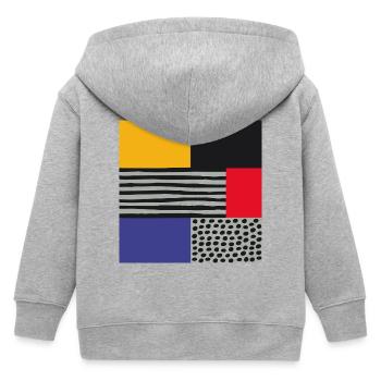 Scandi Art: Abstrakte Geometrie in Rot Blau Orange - Kinder Organic Kapuzenjacke Mini Cultivator von Stanley/Stella - Grau meliert - Hinten