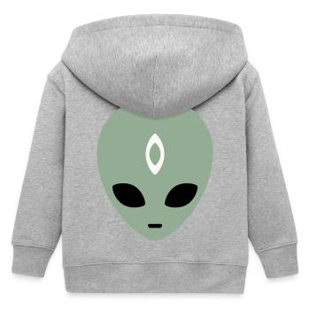 Alien Head Third Eye (three colours) - Kids Organic Zip-up Hoodie by Stanley/Stella - heather grey - Back