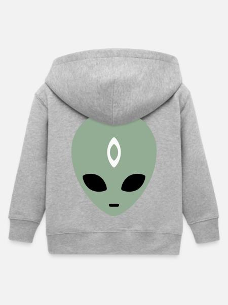 Tête d’extraterrestre Troisième Œil (trois couleurs) - Veste à capuche enfant bio Stanley/Stella - gris chiné