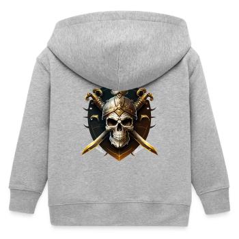 Schädelkrieger mit Helm und Klingen - Kinder Organic Kapuzenjacke Mini Cultivator von Stanley/Stella - Grau meliert - Hinten