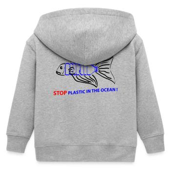 Fisch und Plastik - Kinder Organic Kapuzenjacke Mini Cultivator von Stanley/Stella - Grau meliert - Hinten